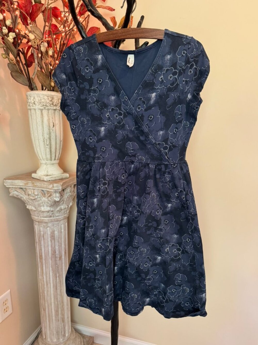 Pact blue floral dress M medium organic cotton
